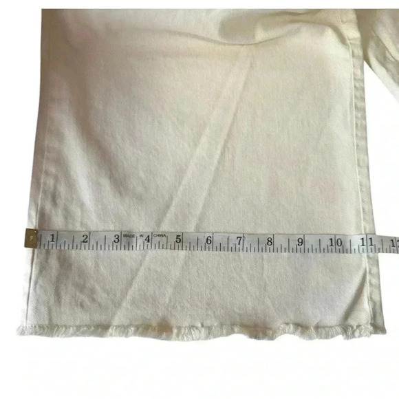MARINE LAYER “Bridget” ivory denim pants wide leg high rise raw edge women’s 14 - Picture 11 of 15